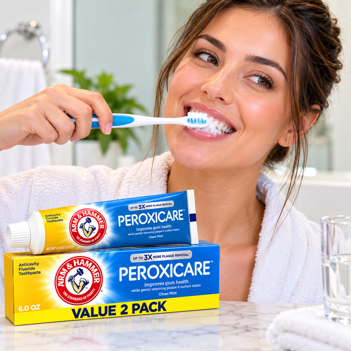 Anticavity Fluoride Toothpaste with Baking Soda - Clean Mint 6 oz Pack of 2