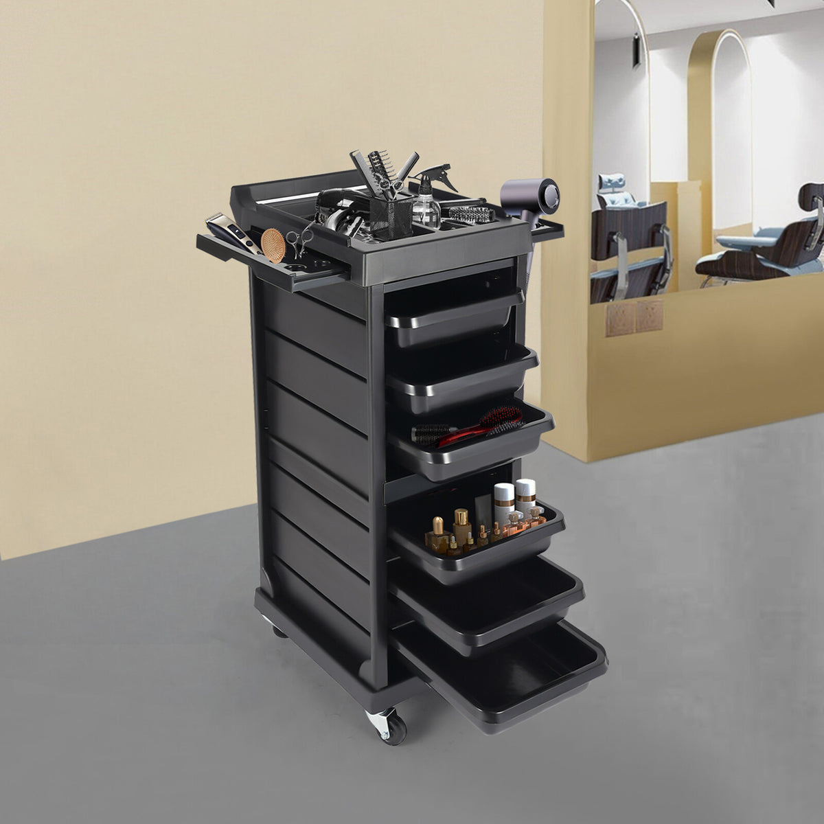 7 Tier Rolling Trolley Cart for Salon Beauty Barber Organizer