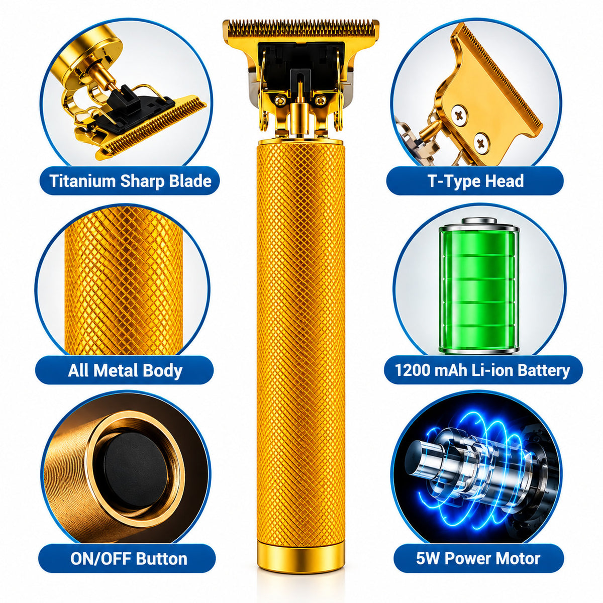 2 Pack USB Rechargeable Cordless Hair & Beard Trimmers Gold