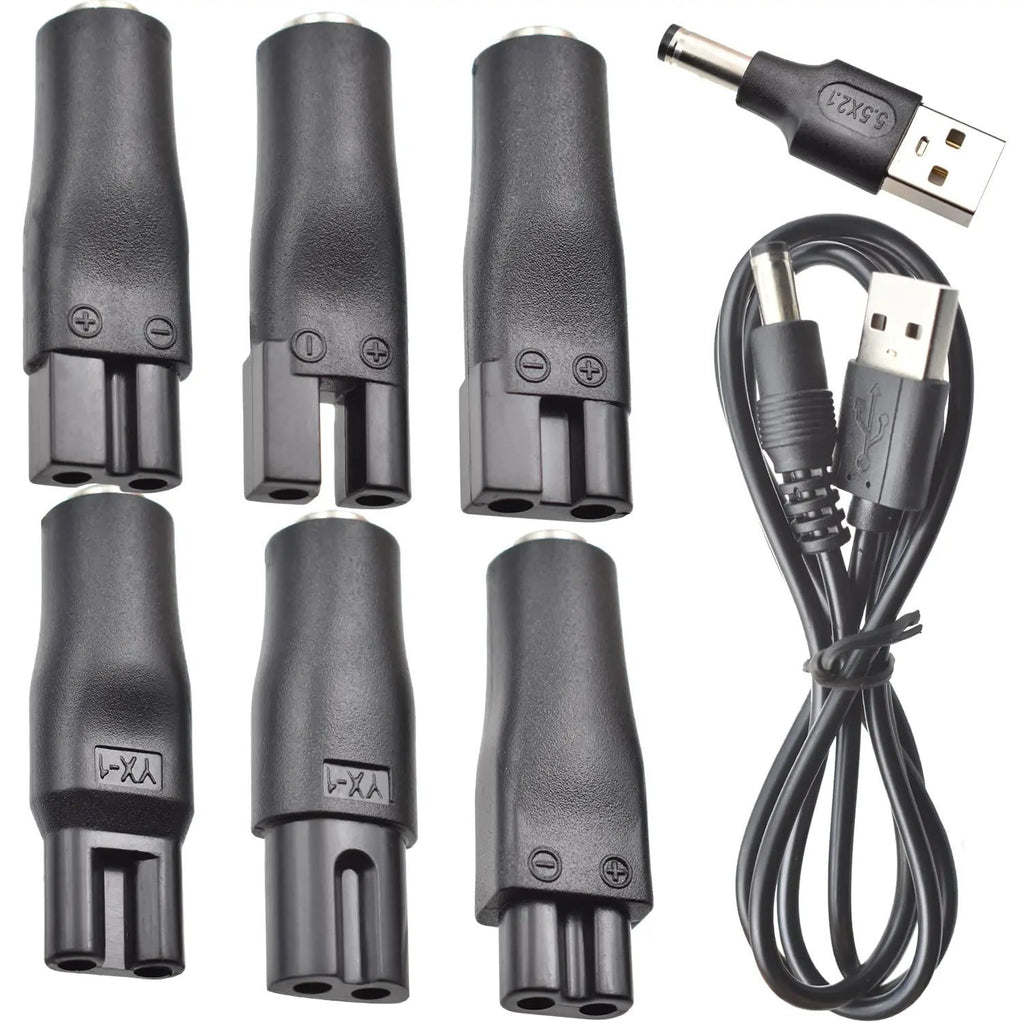 5V Power Cord & Adapter Set for Hair Clippers & Beard Trimmers - Universal Compatibility