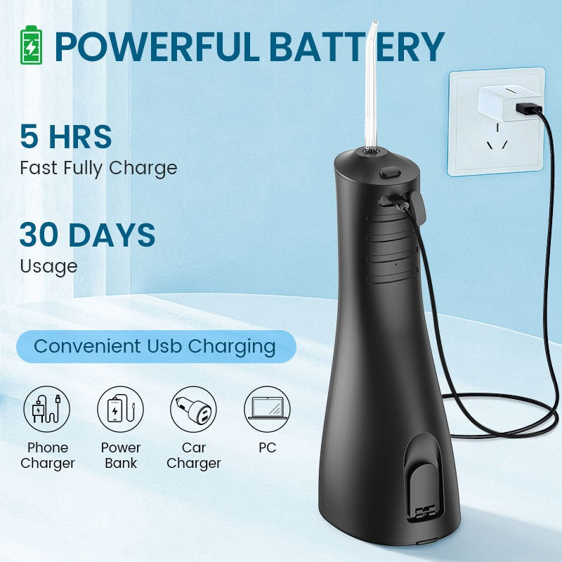Cordless Water Flosser with 5 Nozzles & 300ml Detachable Tank - Deep Oral Cleaner for Teeth & Gums