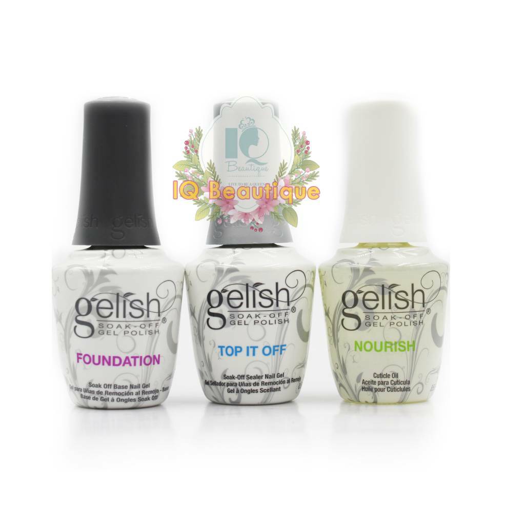 Gelish Harmony Duo Nail Foundation & Top Coat Set with Nourish Oil - 3pcs