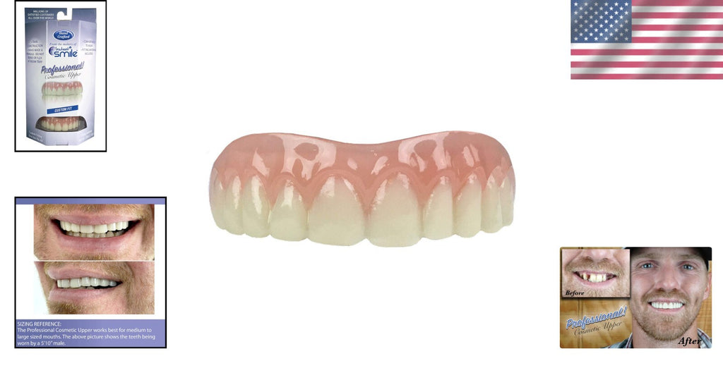 Custom Cosmetic Upper Teeth Set - Stain-Resistant, Home Fitting Included