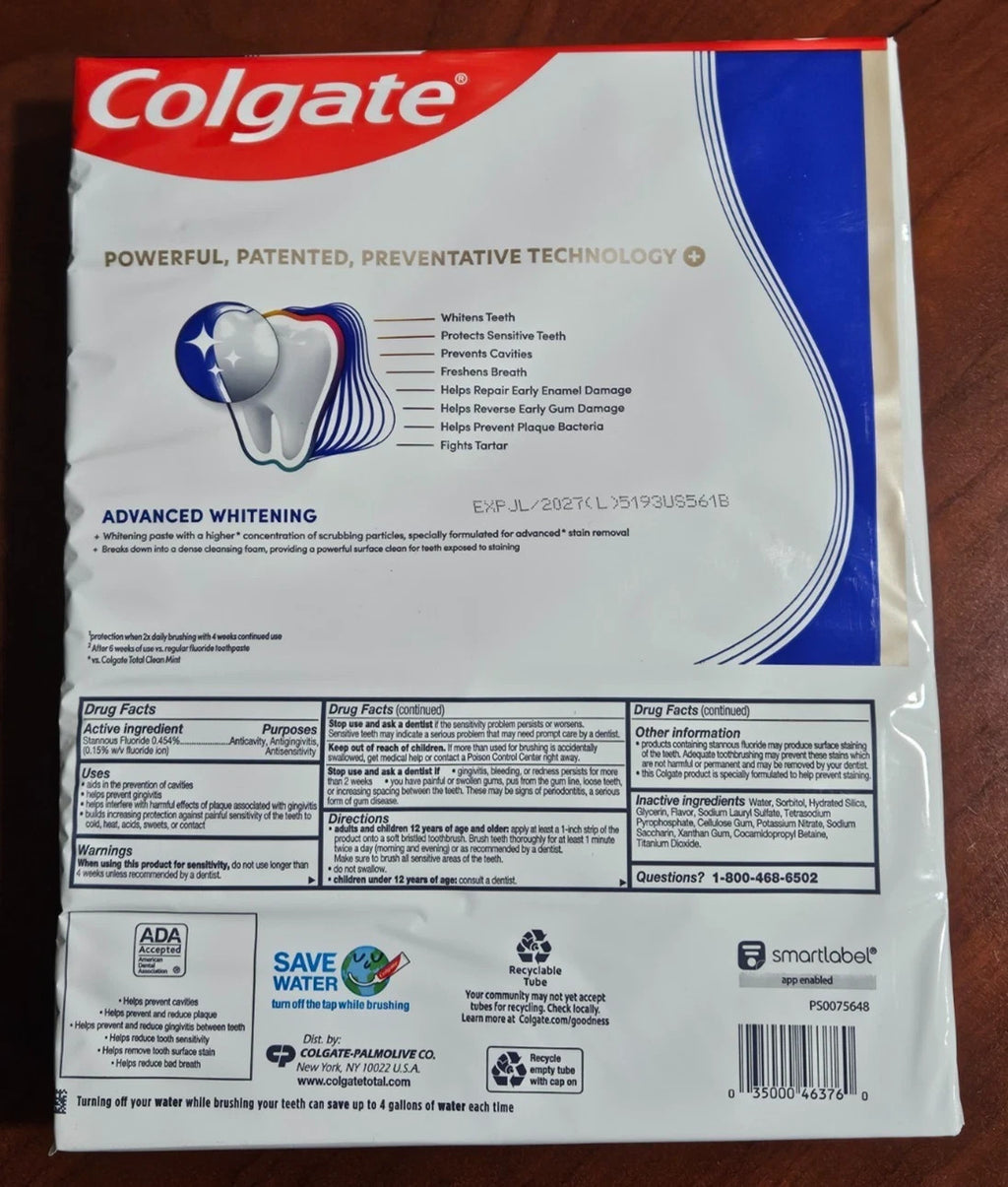 5 Pack Whitening Toothpaste with Fluoride - Active Prevention & Fresh Breath