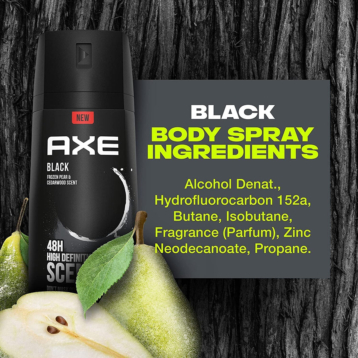 Men's Deodorant Body Spray with Pear & Cedarwood - 150ml x 3 Pack
