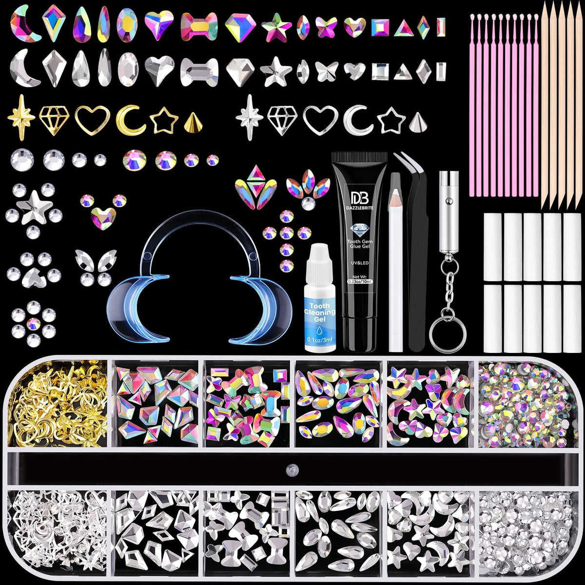 Tooth Gem Kit with Crystals for Teeth - 500 Pcs Dental Jewelry Set for Adults & Kids