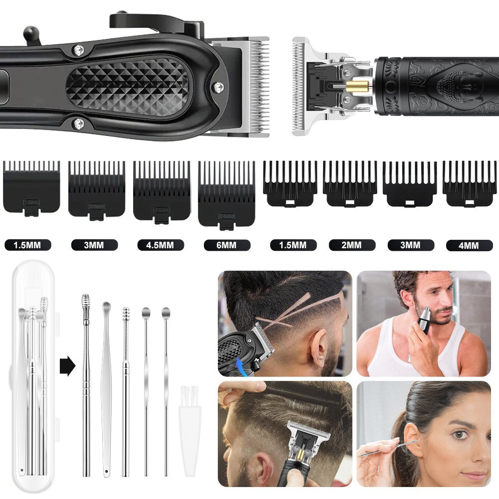 Professional 6-Piece Cordless Hair Clipper Set for Men with Adjustable Blades