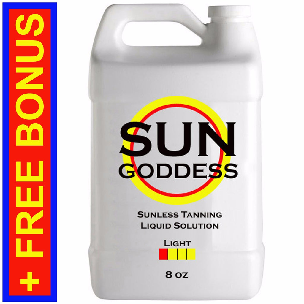 Light Self Tanner Spray Solution 8 oz with Applicator Mitt & Gloves