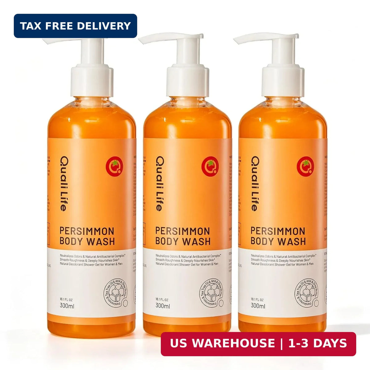 Persimmon Body Wash for Sensitive Skin - 10.1oz Pack of 3
