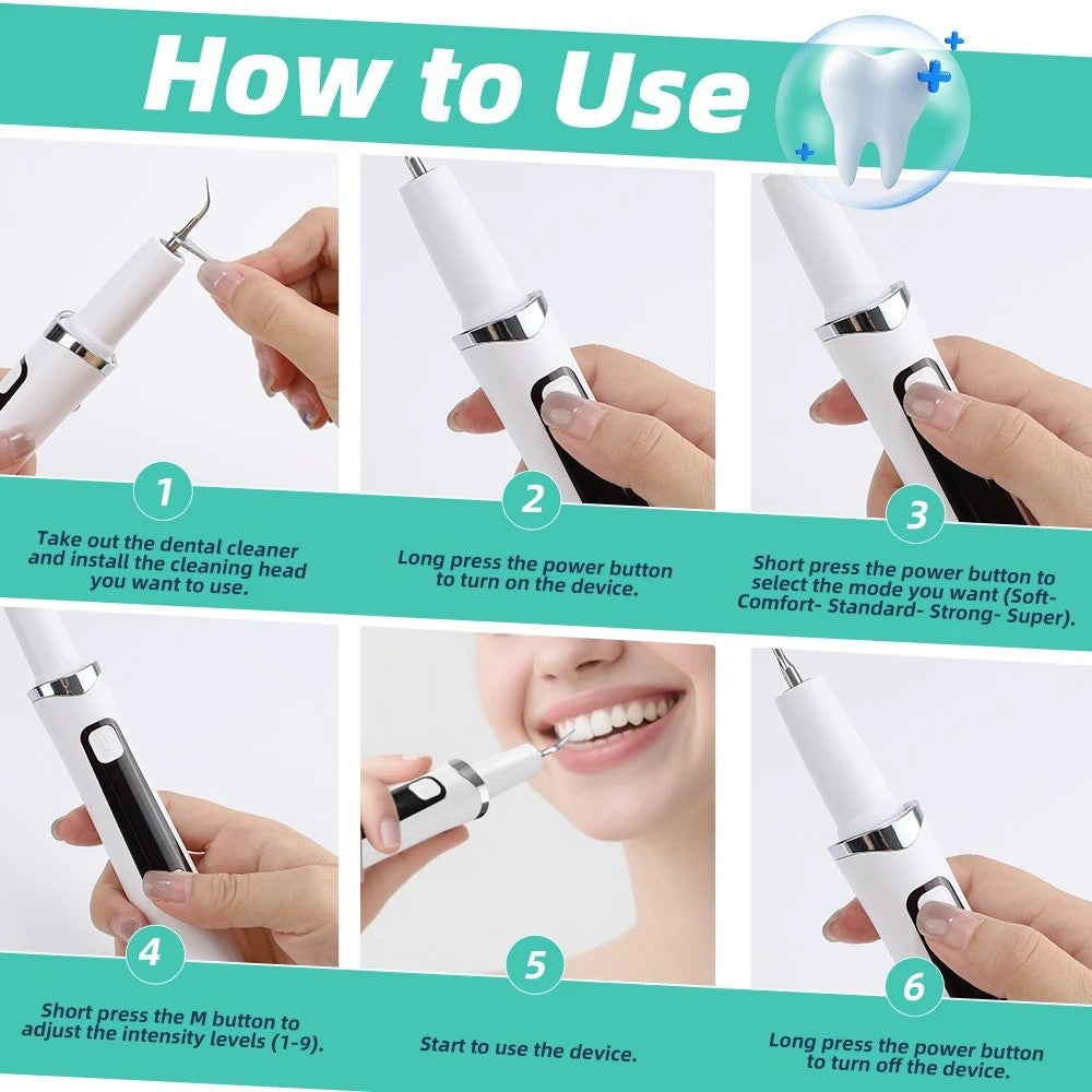 Ultrasonic Electric Tooth Cleaner Tartar & Plaque Remover Dental Scaler Kit