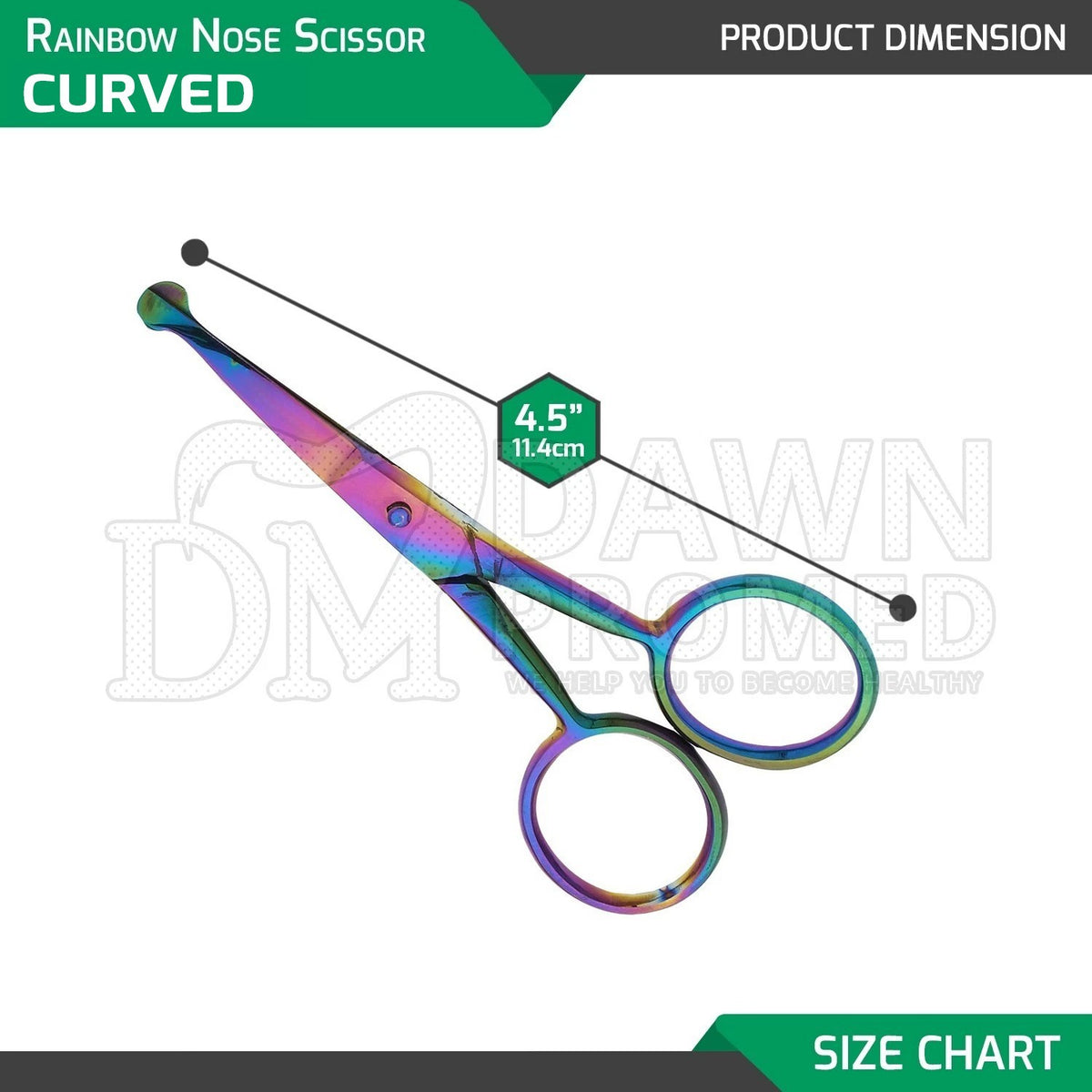 Rainbow Curved Nose & Ear Hair Scissors - 3.5 Inch Safety Grooming Shears