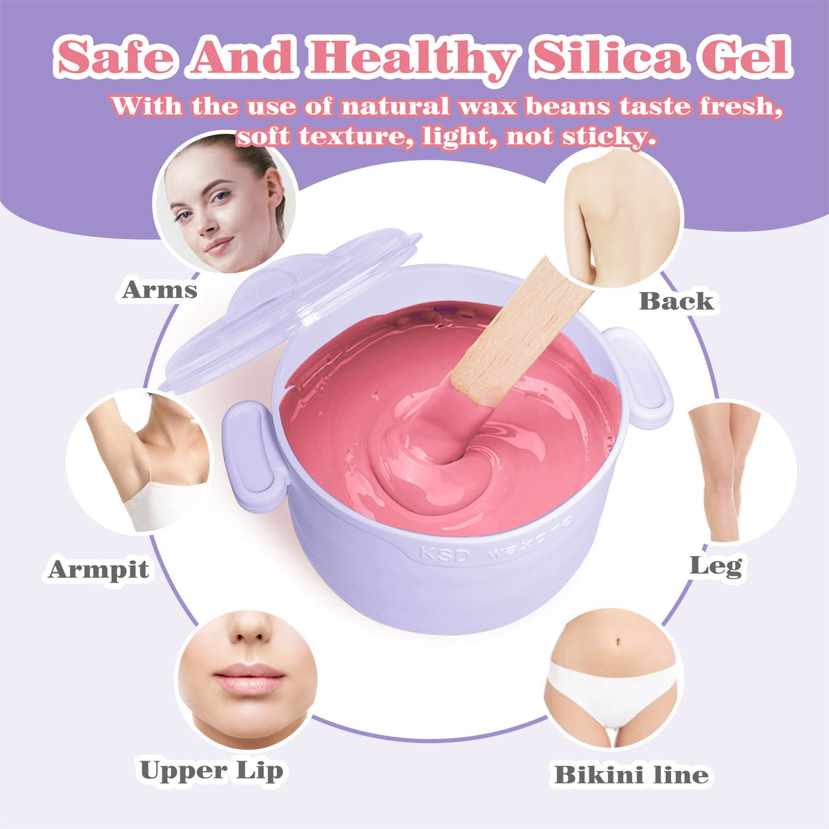 Home Waxing Kit with 300g Natural Hard Wax Beads, Portable Wax Heater and Accessories
