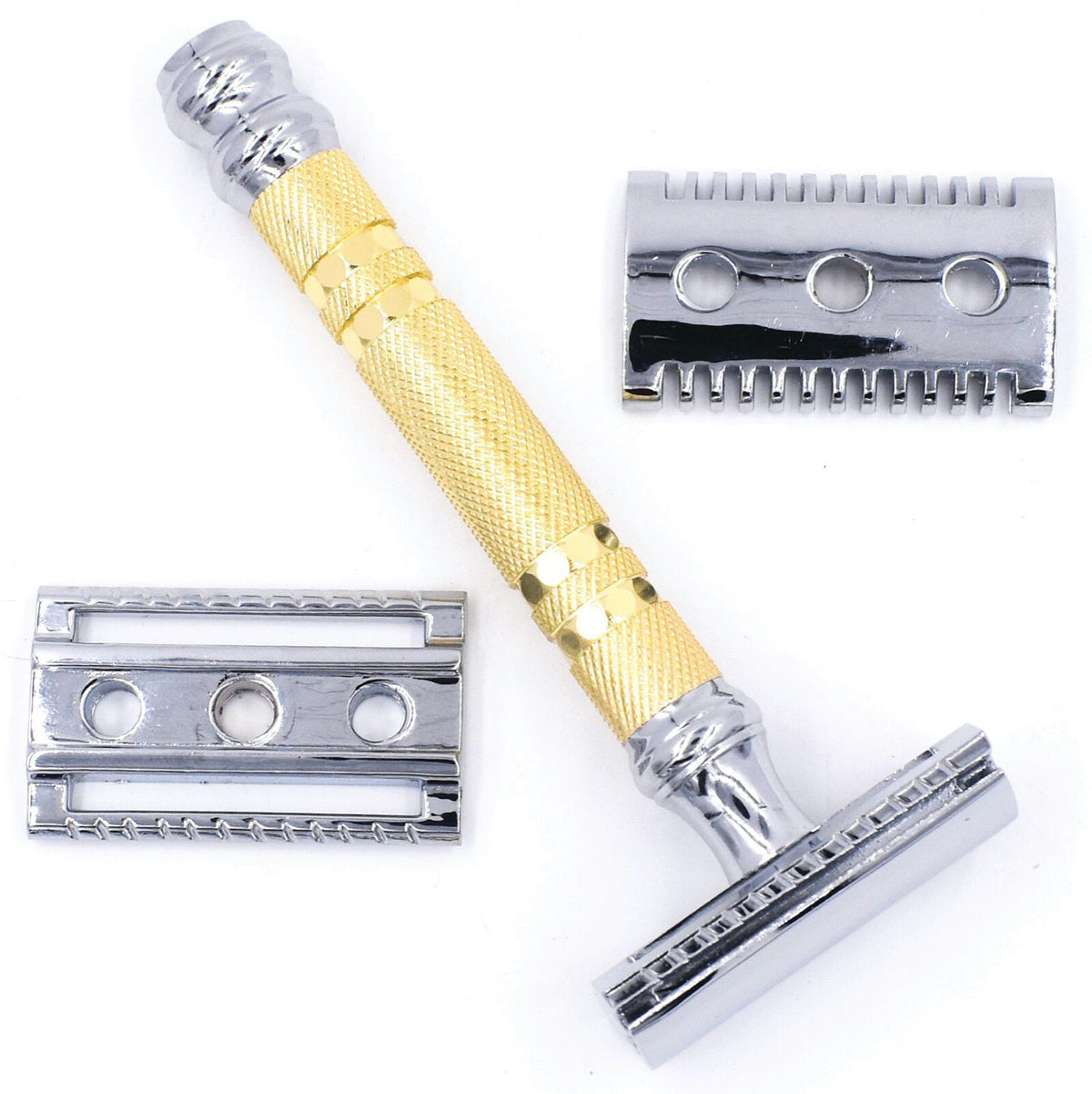 Convertible Safety Razor with Open and Closed Comb Heads - Classic Wet Shaving