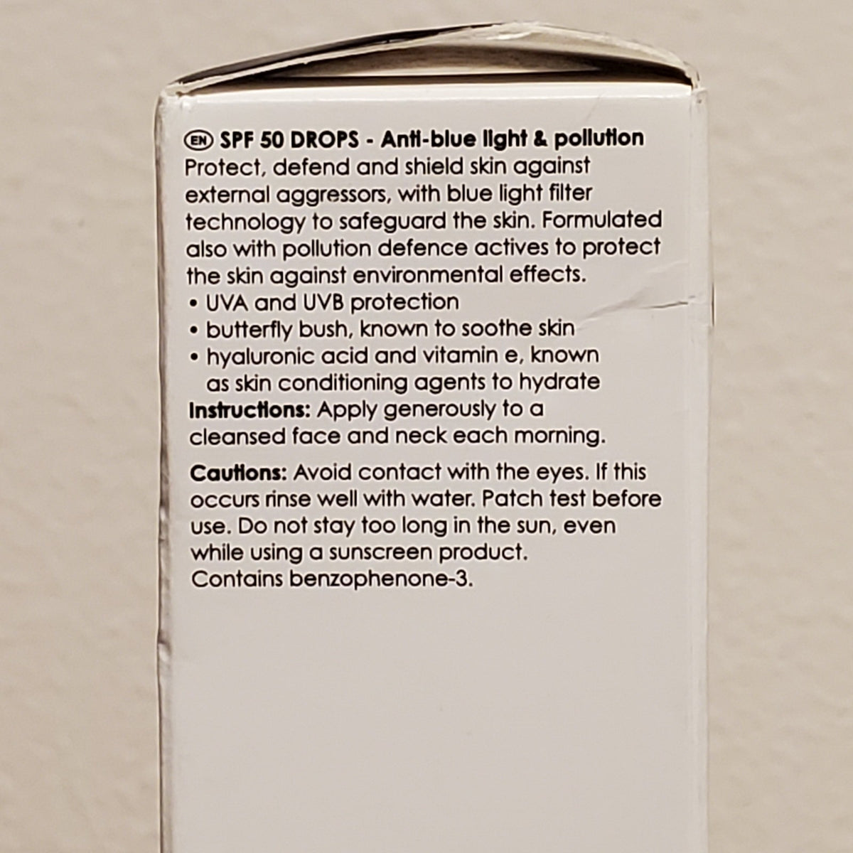 Broad Spectrum SPF 50 Drops with Blue Light & Pollution Protection - Hyaluronic Acid, 1 Oz