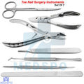 Podiatry Toe Nail Surgery Instruments Set of 7 - Ingrown Nail Removal Tools