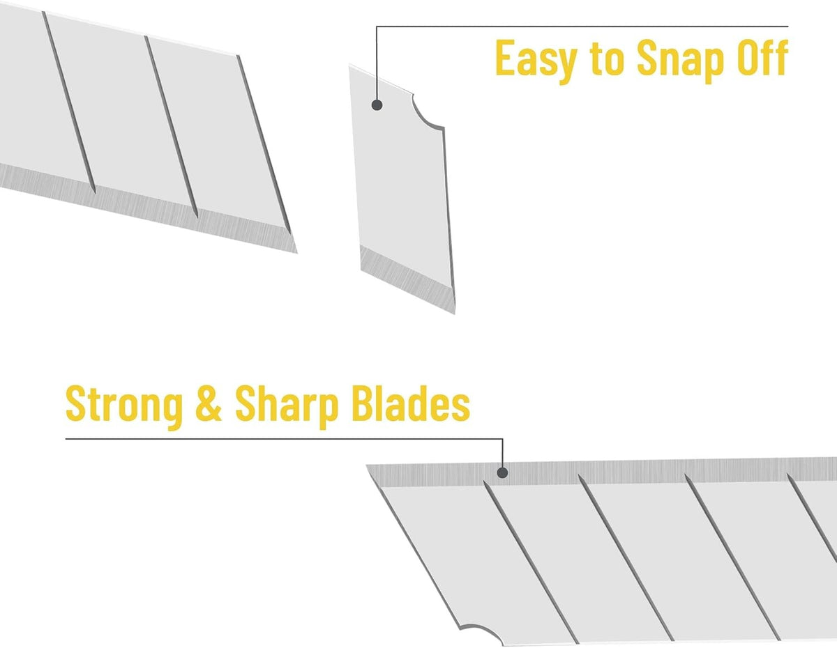 100 Pack 9mm Snap-Off Utility Blades with 60-Degree Sharp Angle