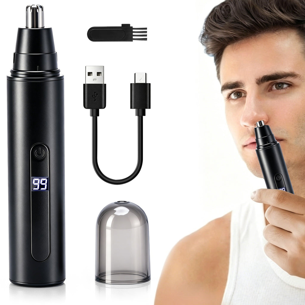 Rechargeable Nose & Ear Hair Trimmer - Portable Electric Grooming Clipper