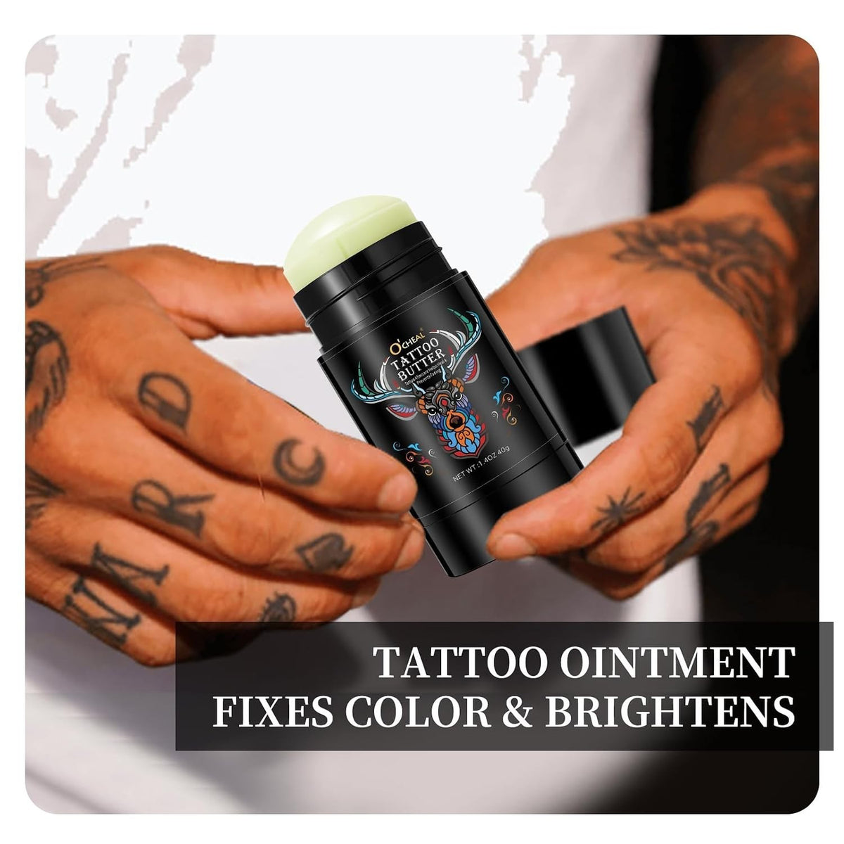 All-Natural Tattoo Moisturizer Balm 1.4 oz - Enhances Color, Prevents Fading