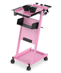 Metal Salon Trolley Cart with Drawer for Hairdressing Beauty Tattoo Pink