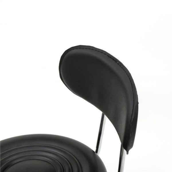 Hydraulic Adjustable Salon Stool with Backrest and Wheels - Black