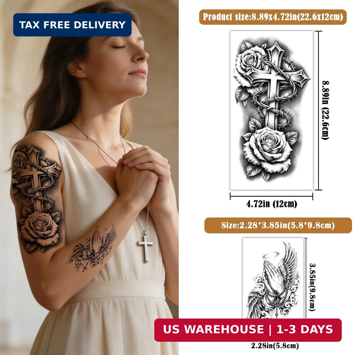 84-Page Christian Prayer Cross Temporary Tattoos Set – Religious Faith Decals