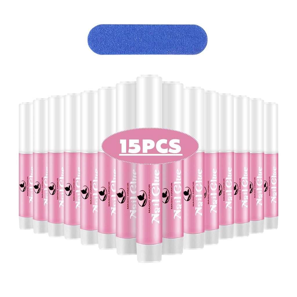 15PCS Professional Nail Tip Glue Set for Acrylic & Fake Nails