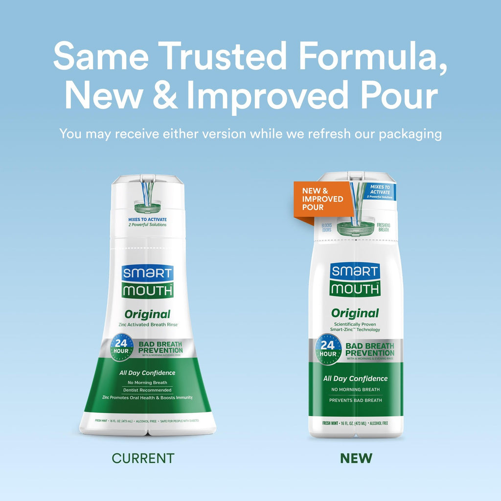 Activated Mouthwash for Fresh Breath - Long-Lasting Mint Flavor, 16 fl oz (3 Pack)