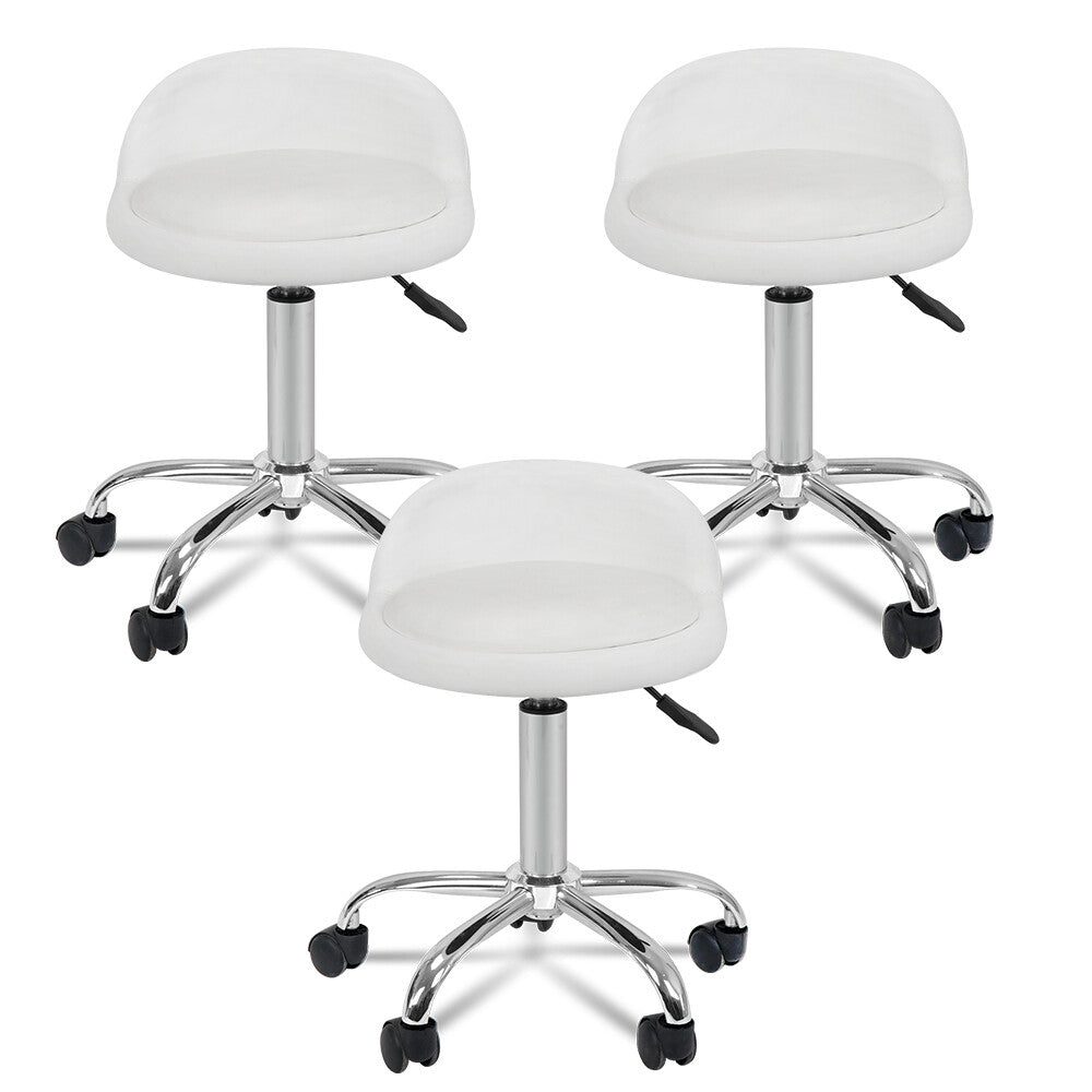 Adjustable Salon Rolling Stool with Backrest, PU Cushion & 360° Swivel