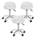 Adjustable Salon Rolling Stool with Backrest, PU Cushion & 360° Swivel