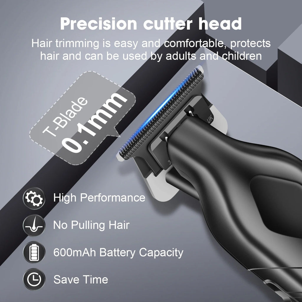 Professional Cordless Hair Clipper Set with LCD Display for Men and Barber Use
