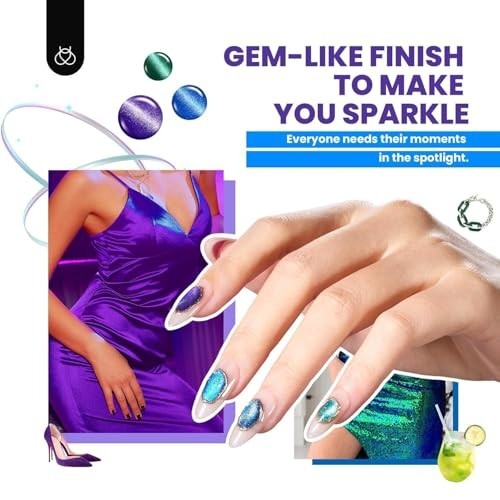 20 Colors Cat Eye Gel Nail Polish Set with Glitter and Top Coats - UV/LED Nail Art Kit