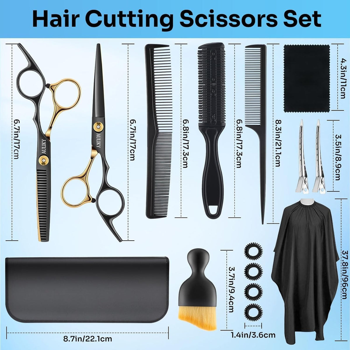 Professional Hairdressing Scissors Set with Comb - 15 Pcs Barber & Stylist Tool Kit