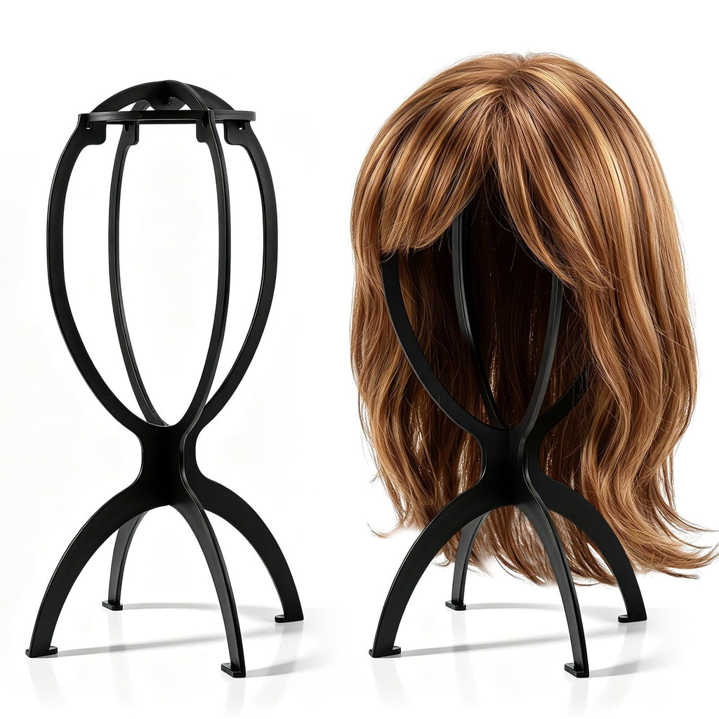 Portable Wig Stand Holder 2 Pack Travel Salon & Home Use Black