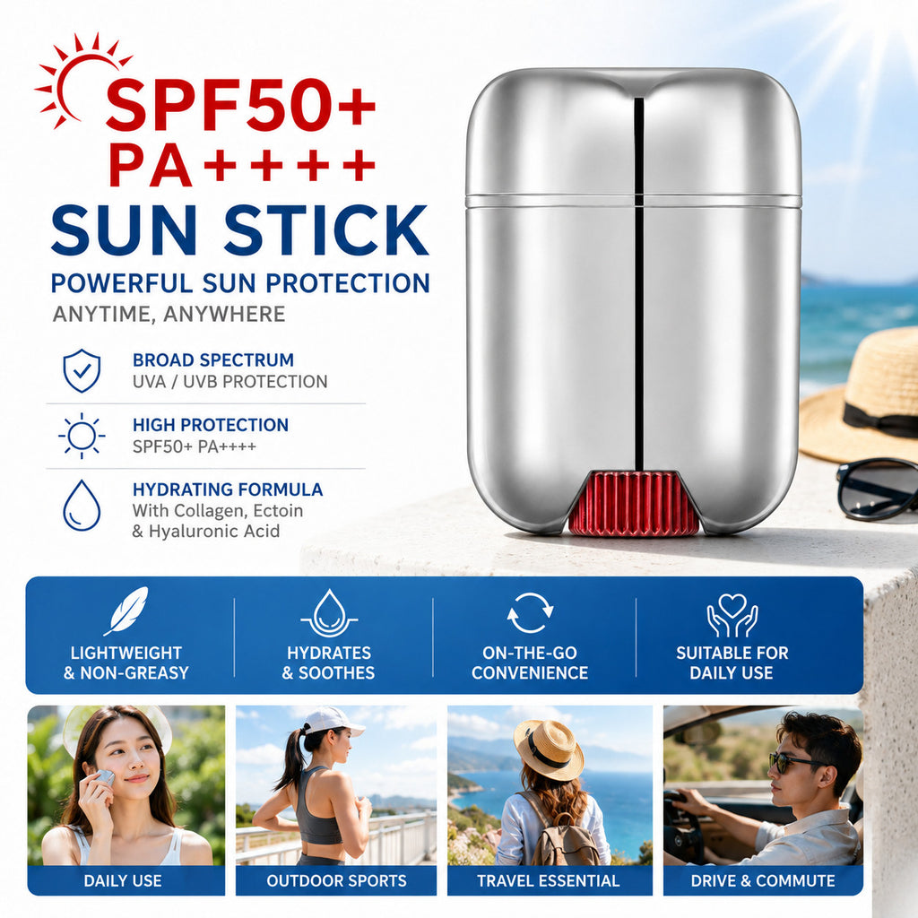 SPF50+ PA++++ Sun Stick Sunscreen, Portable Facial UV Protection, Non-Greasy