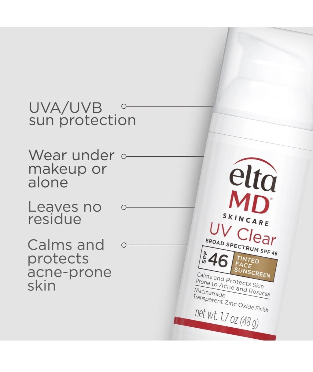 2-Pack Tinted Facial Sunscreen SPF 46 - EltaMD UV Clear, 1.7 oz Each, Exp 07/2028