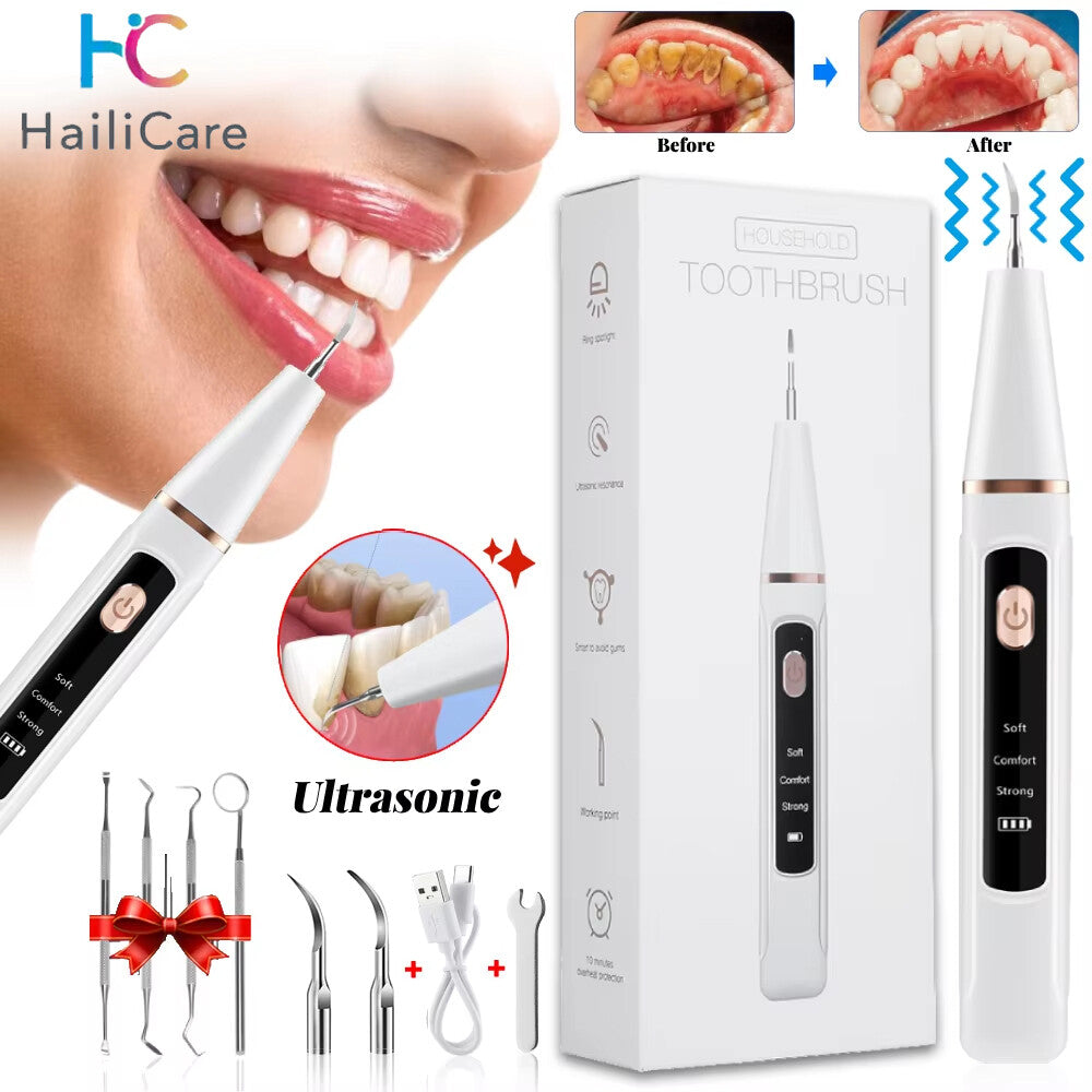 Ultrasonic Tooth Cleaner Tartar Remover with LED Light for Dental Hygiene