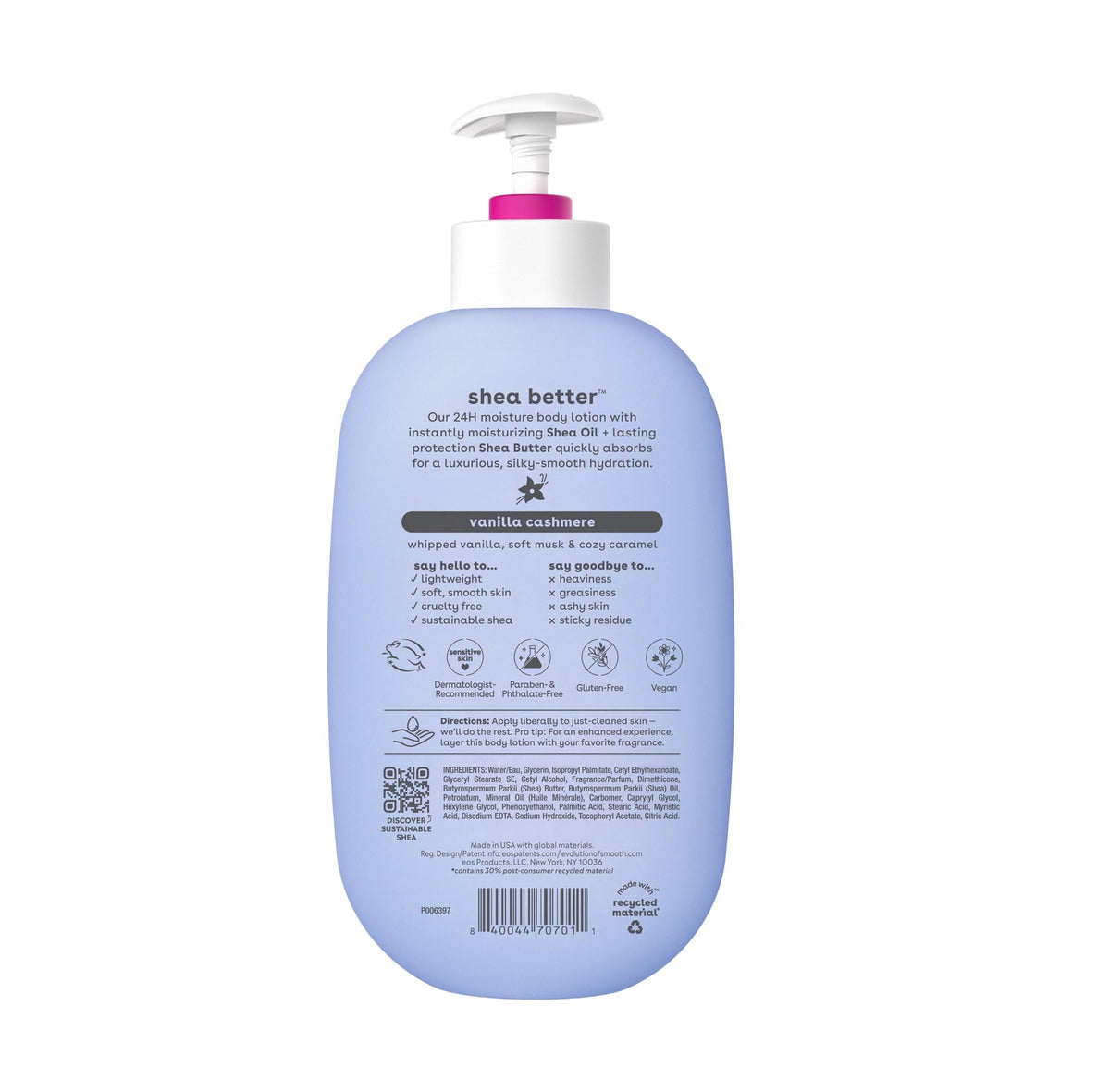 Shea Better Body Lotion Vanilla Cashmere 16oz Hydrating Moisturizer with Shea Butter