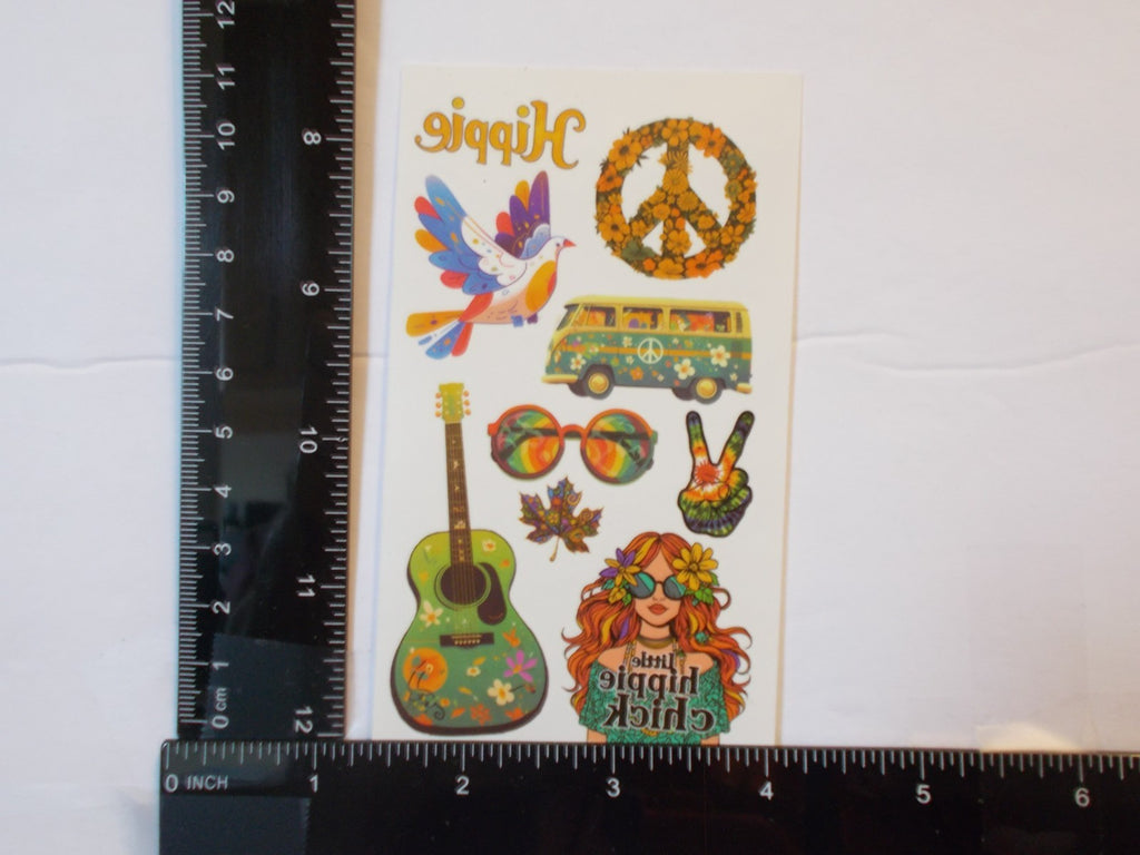 Temporary Tattoos 10 Sheets Groovy 1970s Hippie Theme Set