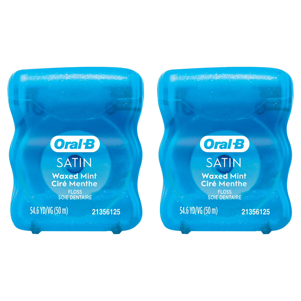 Dental Floss Satin Mint 2-Pack - Easy Glide Plaque & Food Particle Removal