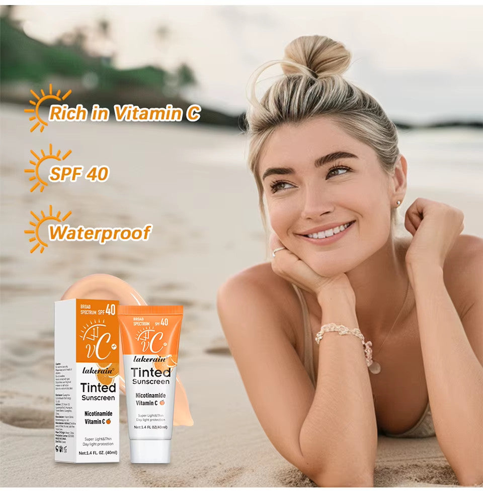 Tinted SPF 40 Sunscreen Moisturizer with Vitamin C - UV Protection Face Cream