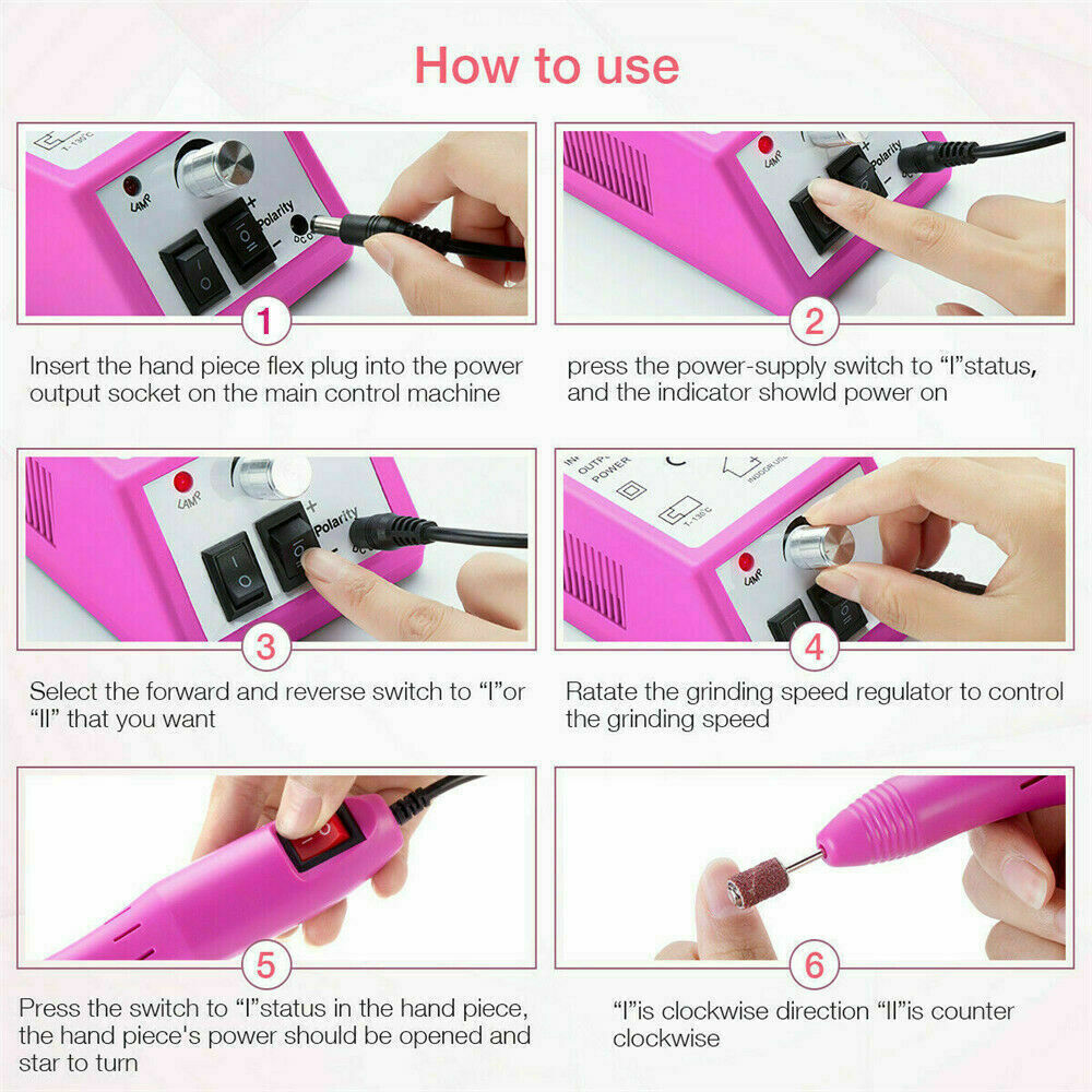 Electric Nail Drill Machine for Manicure Pedicure Acrylic Nails Pink