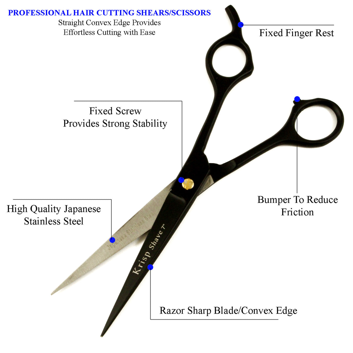 Professional Hair Cutting Scissors 6.5-7 Inch Stainless Steel Shears Unisex