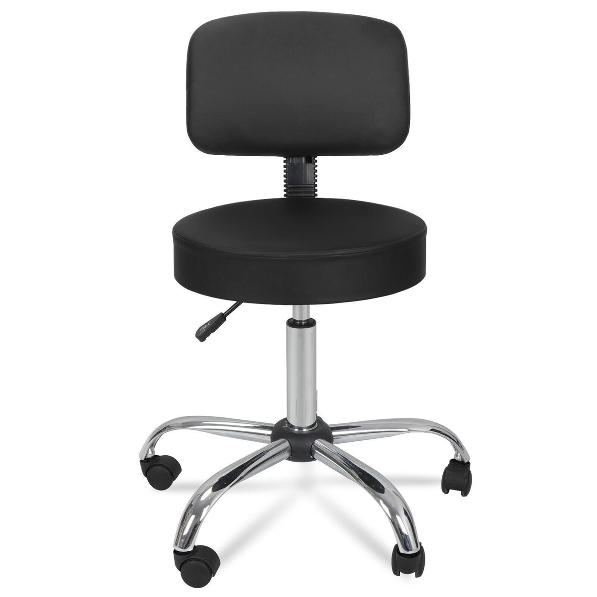 Adjustable Hydraulic Salon Stool with Back Support and Rolling Wheels