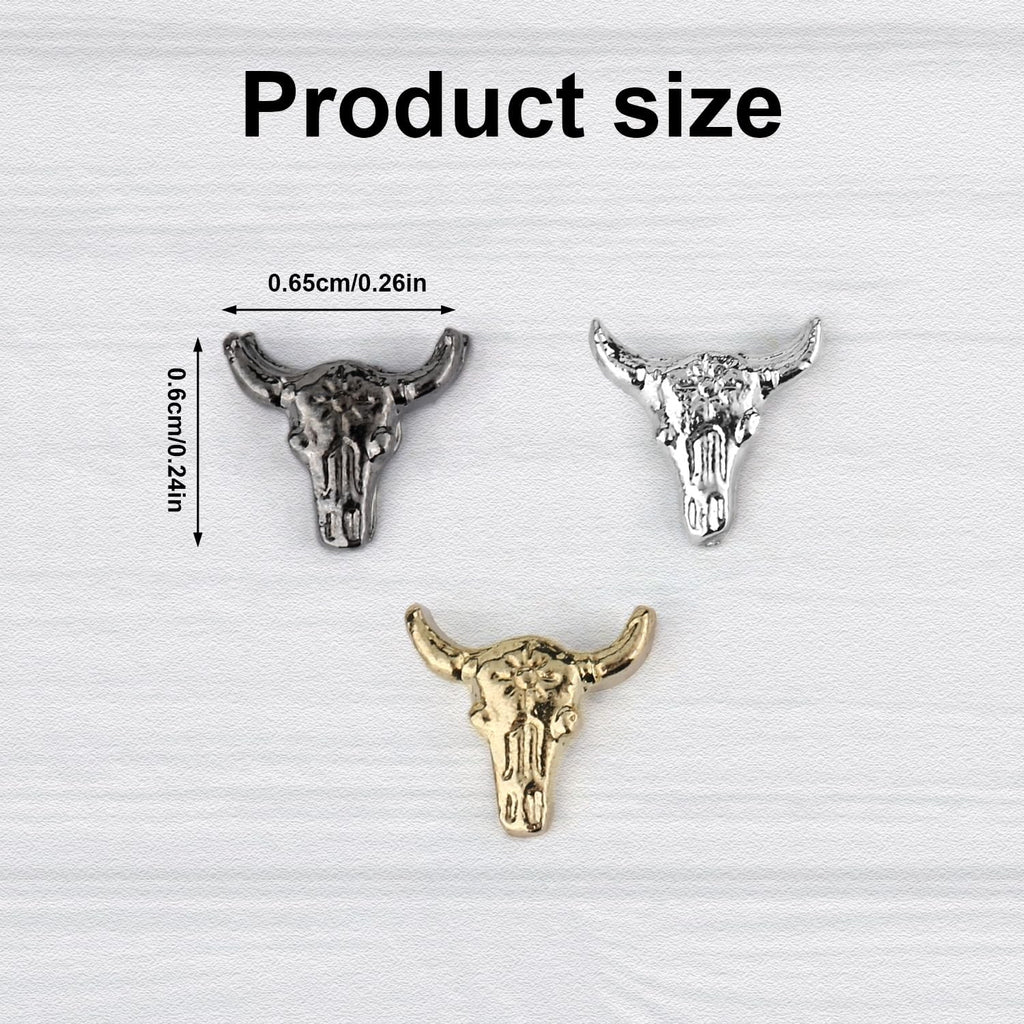 50pcs Cowboy Bull Head Nail Charms Halloween Retro Nail Art Decorations