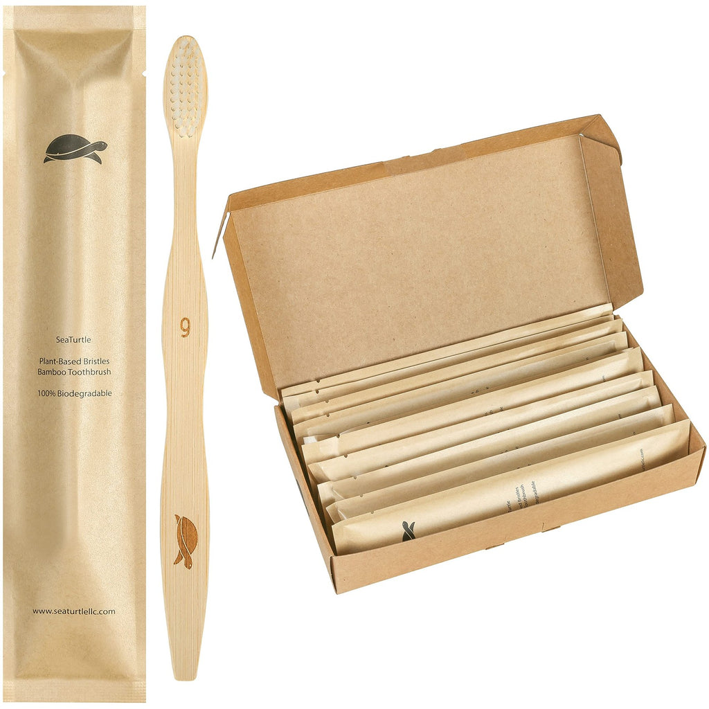 Eco-Friendly Bamboo Toothbrushes Pack of 10 with Plant-Based Bristles