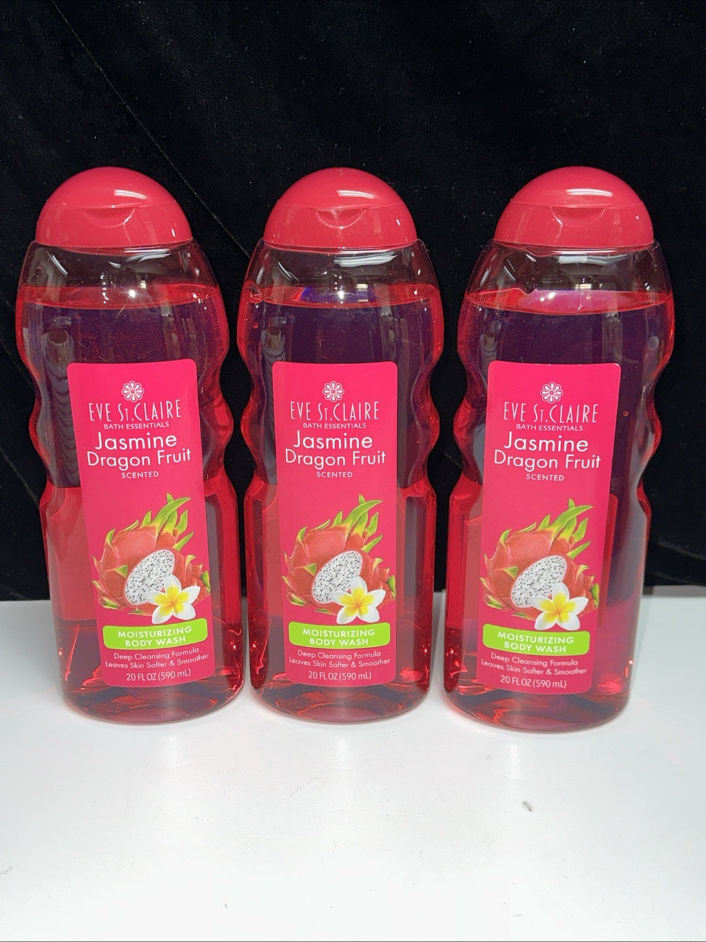3 Pack Jasmine Dragon Fruit Scented Body Wash - Bath Essentials Set