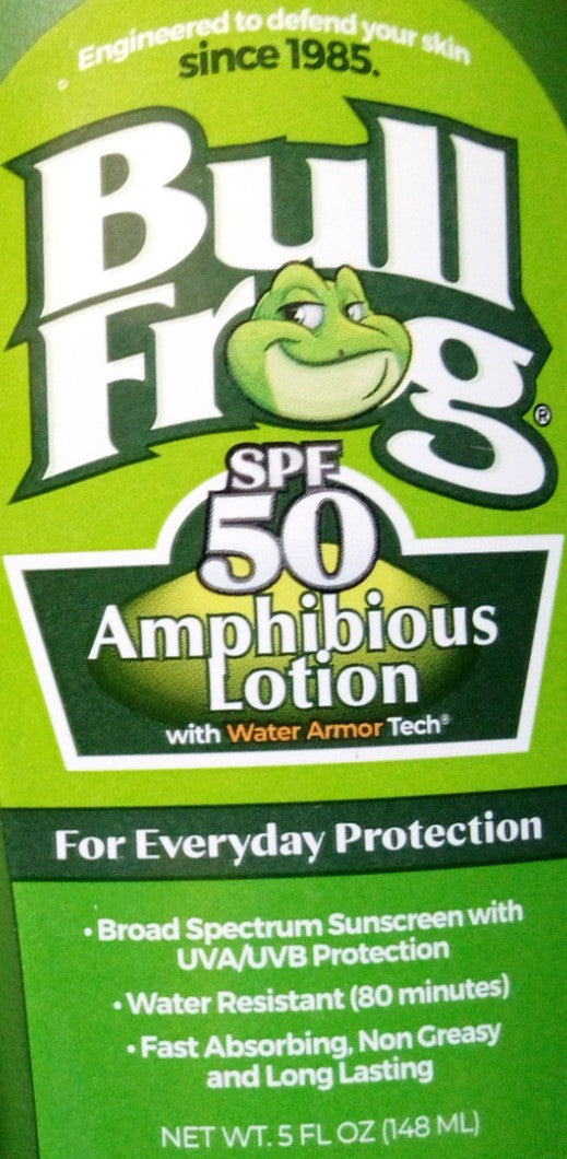 Bull Frog SPF 50 Amphibious Sunscreen Lotion - Water-Resistant Broad Spectrum Sun Protection, 5 Fl Oz (2 Pack)