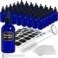 4 oz Cobalt Blue Glass Dropper Bottles Set with Labels for Tinctures & Serums