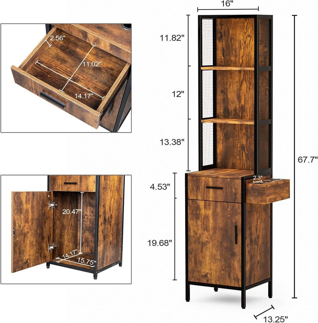 Salon Station with 3-Tier Shelf and Drawer - Hair & Barber Shop Furniture