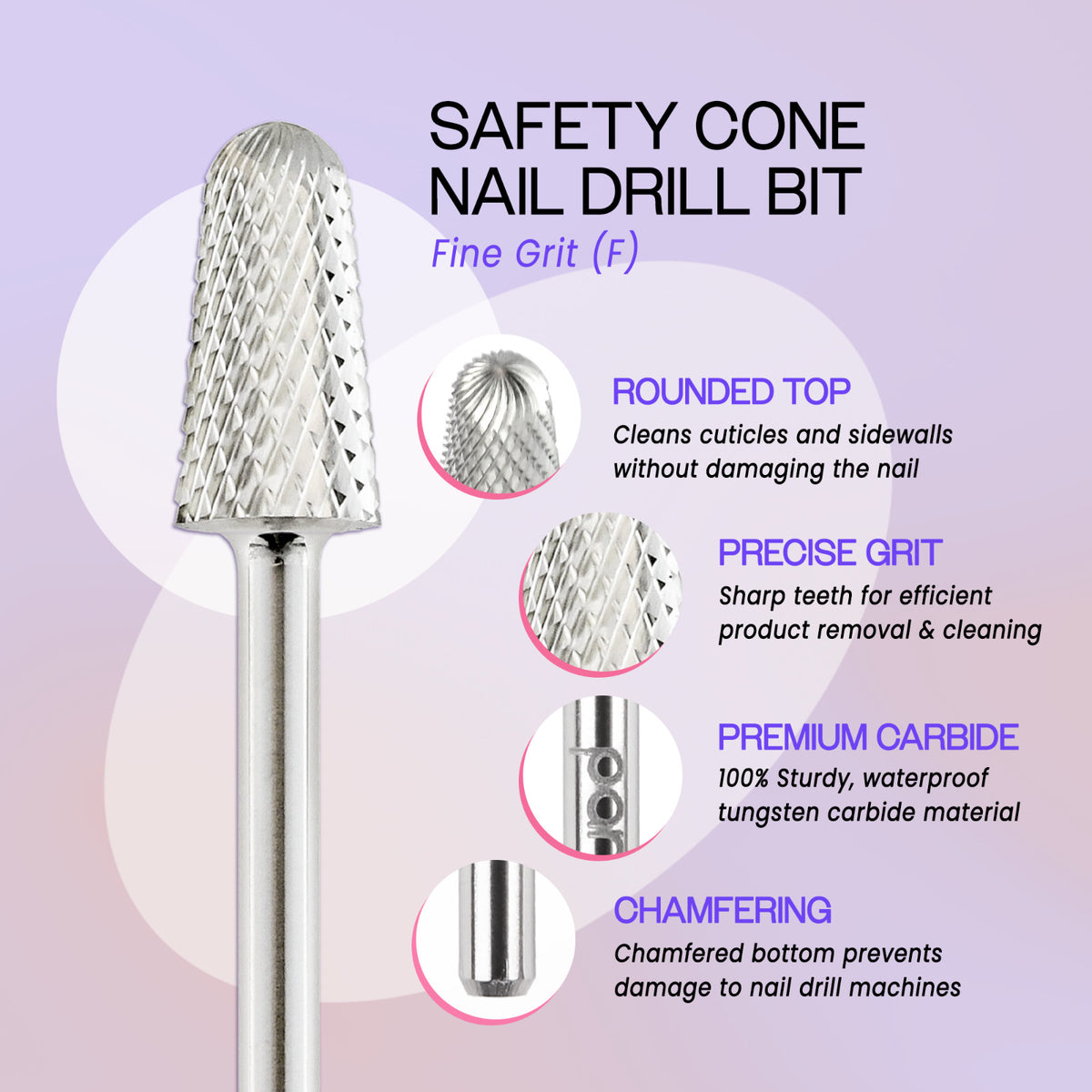 Silver Carbide Nail Drill Bit for Cuticle and Nail Surface Prep - Fine Grit